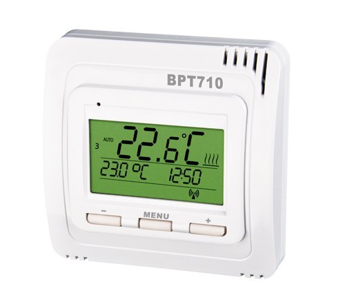 Termostat bezprzewodowy BT710. Steruje maksymalnie 9 grzejnikami. Termostat bezprzewodowy BT710. Steruje maksymalnie 9 grzejnikami.