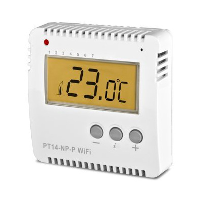 Termostat PT14-NP-P WiFi ze stykiem beznapięciowym Termostat PT14-NP-P WiFi ze stykiem beznapięciowym